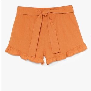 Nasty Gal High Waisted End Game Ruffle Linen Shorts (US 4)